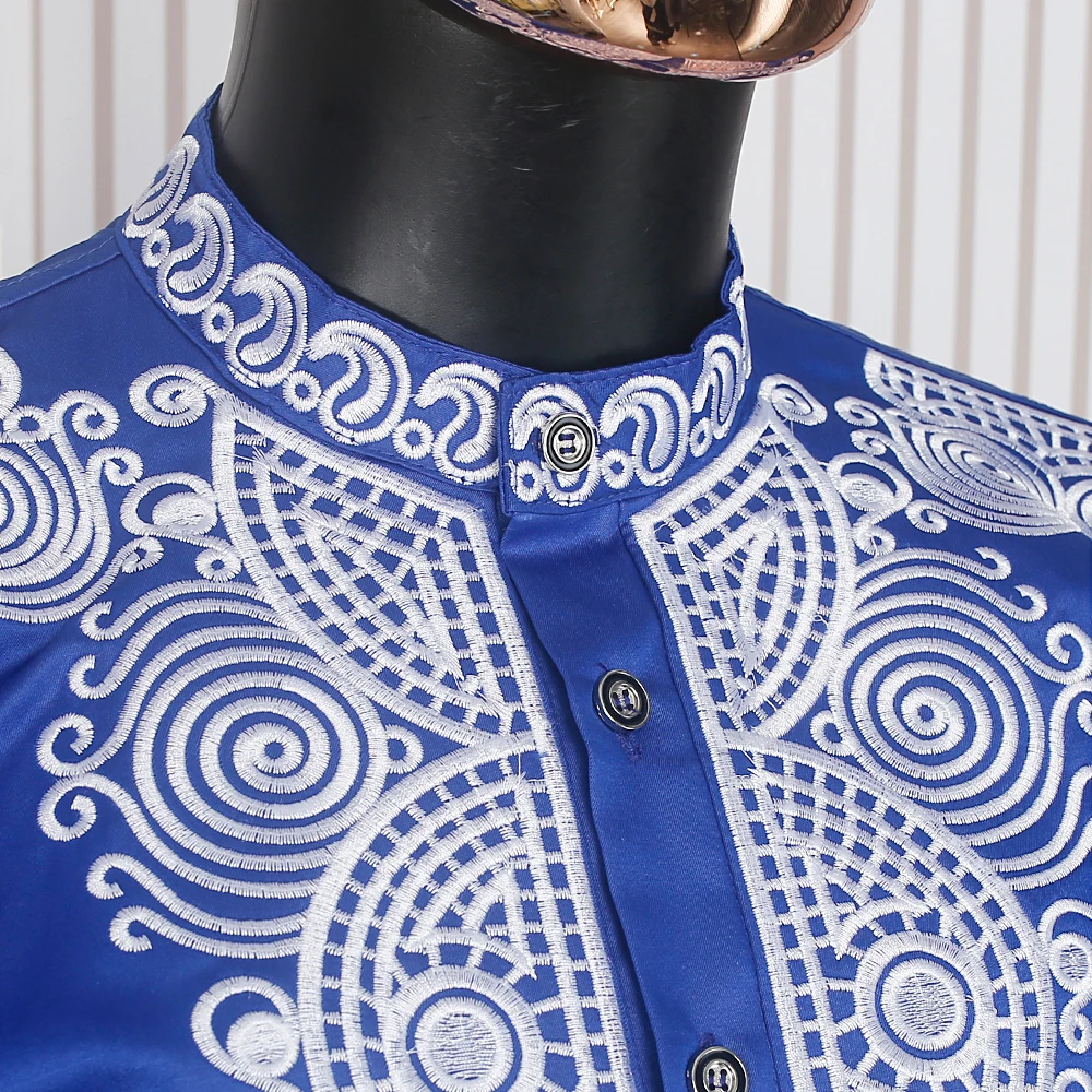 Conjunto de duas peças de blusa e calça masculina H & D Dashiki, roupa africana, camisa Riche com calças, 2022