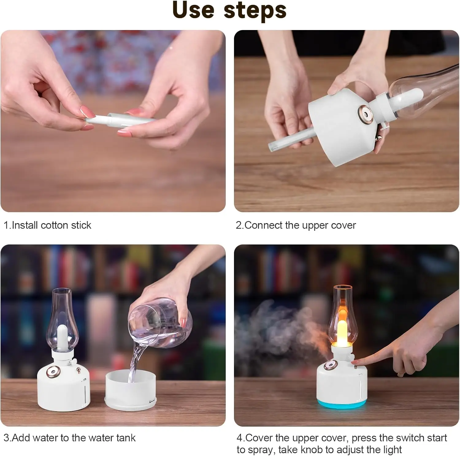 Green Time Lamp Humidifier，Adjustable Gradient Ambient Lighting，One-Button Timing, Two Spray Modes. for Bedroom,Baby Nursery