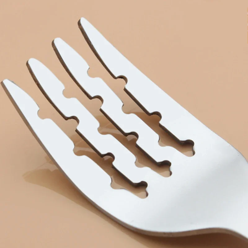 2024 Best selling cartoon ABS handle food grade stainless steel fruit fork square head spoon children's tableware