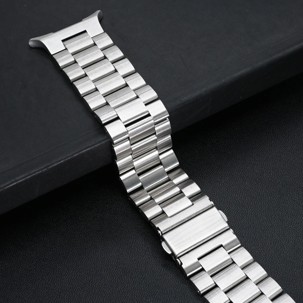 سوار من الفولاذ المقاوم للصدأ بدون فجوات لساعة سامسونج جالاكسي الترا 47 ملم حزام معدني فاخر لساعة جالاكسي سوار نهاية منحني للغاية
