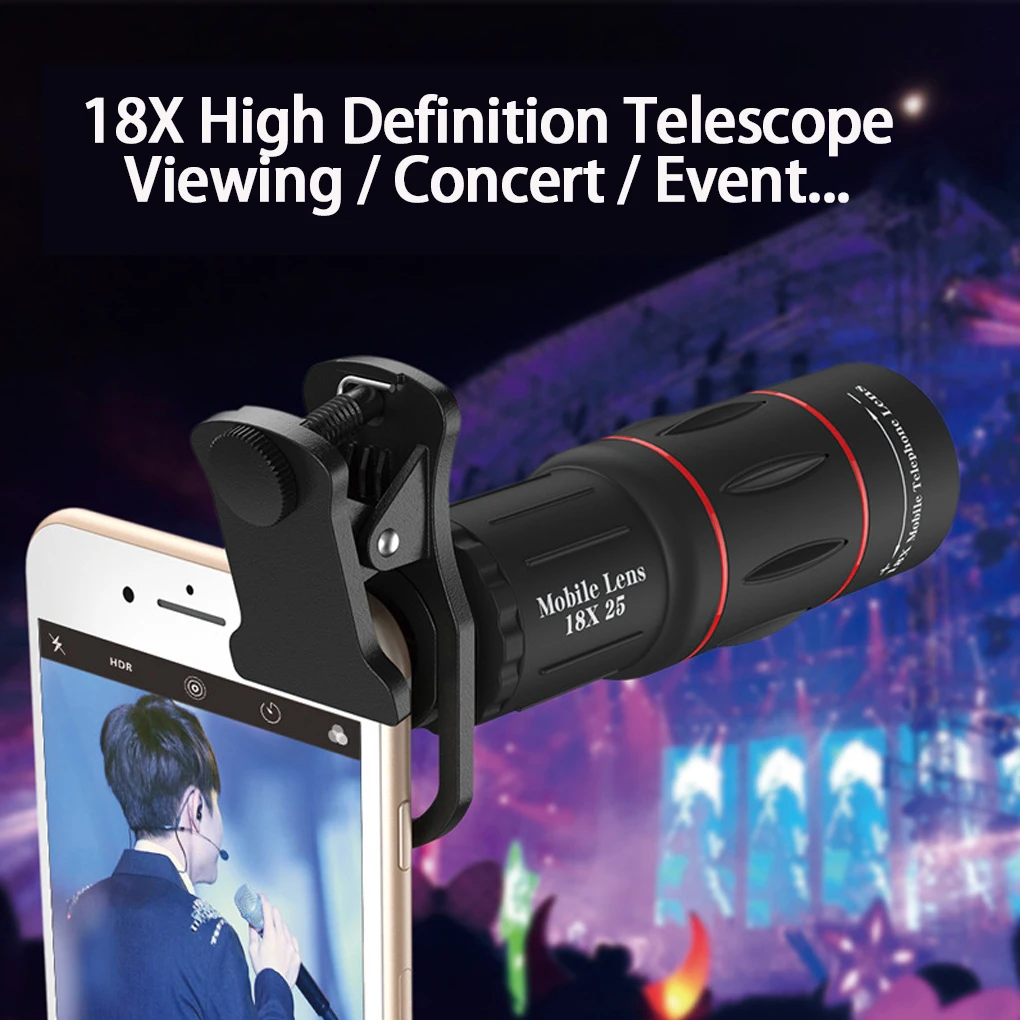 Universal 18x Telescope Camera Monocular Zoom HD Optical Cell Phone Lens Observing Survey 18X telephoto lens for Smartphone
