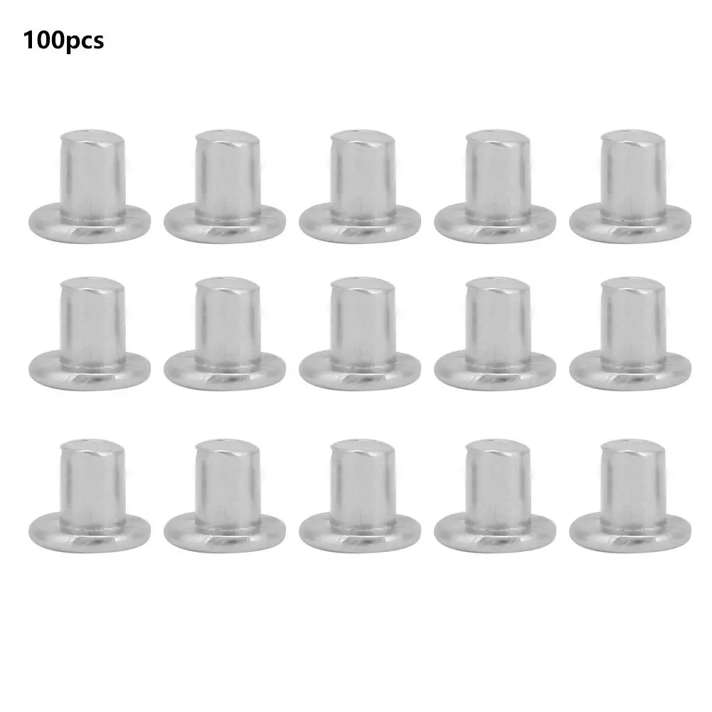 100pcs M2.5*3/4mm Aluminum Solid Rivets - GB873 Half Semi Hollow Truss Head Flat Button Countersunk Rivet