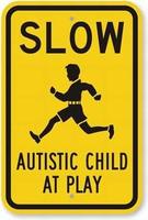 Slow Autistic Child At Play Safety Sign 12X8 Tin Metal Signs Road Street Sign Outdoor Decor Caution Signs