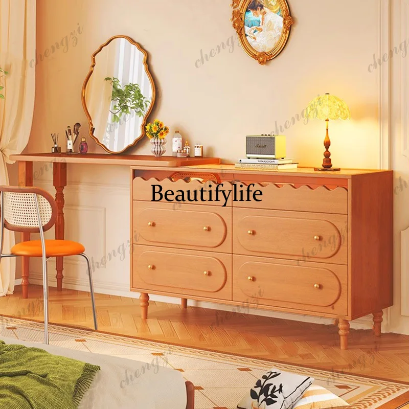 

K182 Vintage Mid Century Vanity Table Aesthetic Trendy Classic French Vanity Table Retro Luxury Tocador De Maquillaje Furniture