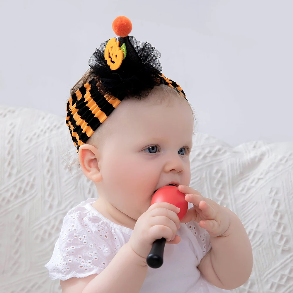 

Halloween Baby Girls Headbands Yellow Pumpkin Wide Hairband for Festival Party Purple Magic Hat Newborn Toddler Hair Accessories