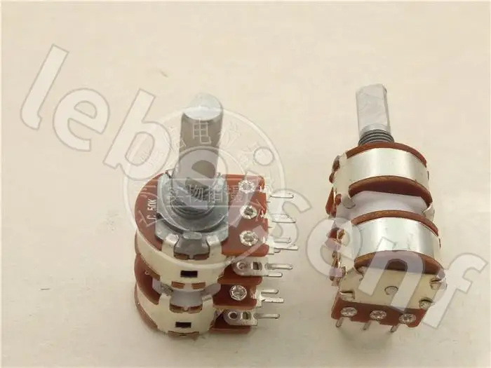 

4pcs 148 type quadruple potentiometer C50K C50KX4 handle length 20MMF with stepping 41 points