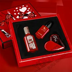 Confezione regalo da donna di marca 110ml Set da tre pezzi Fragranza duratura Profumo Profumo floreale Feromone Eau De Parfum Colonia Acqua aromatica