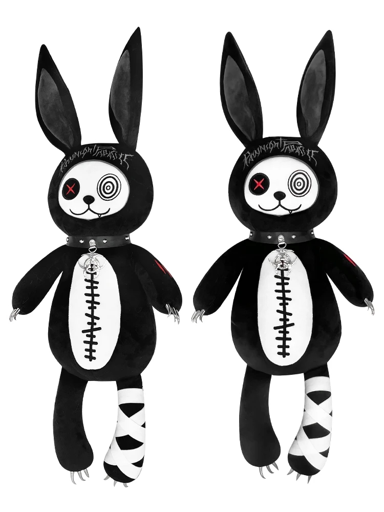 Sweet Cool Biochemical Rabbit Gothic Dark Black Plush Lolita Backpack Crossbody Bags Schoolbag Commute Shoulder Women\'s Bag