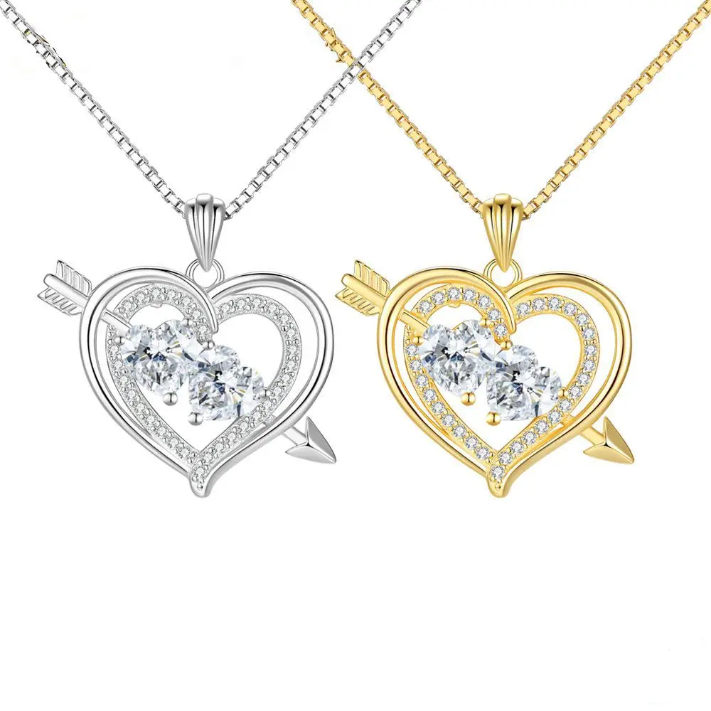 

Heart-Shaped 2CT Moissanite Pendant S925 Sterling Silver Plated with 18K Gold Necklace for Woman Mother's Day Party Jewelry Gift