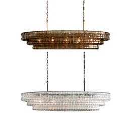 2026 Big Glass Chandelier Lighting Vintage Long Oval Grey Hanging Lamps over Dining Room Lustres Lamparas
