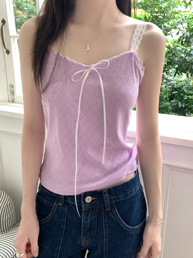 8colors Korean style camisole women V Neck Lace tank tops female summer 2024 Slim Vintage sleeveless crop tops womens (X3327