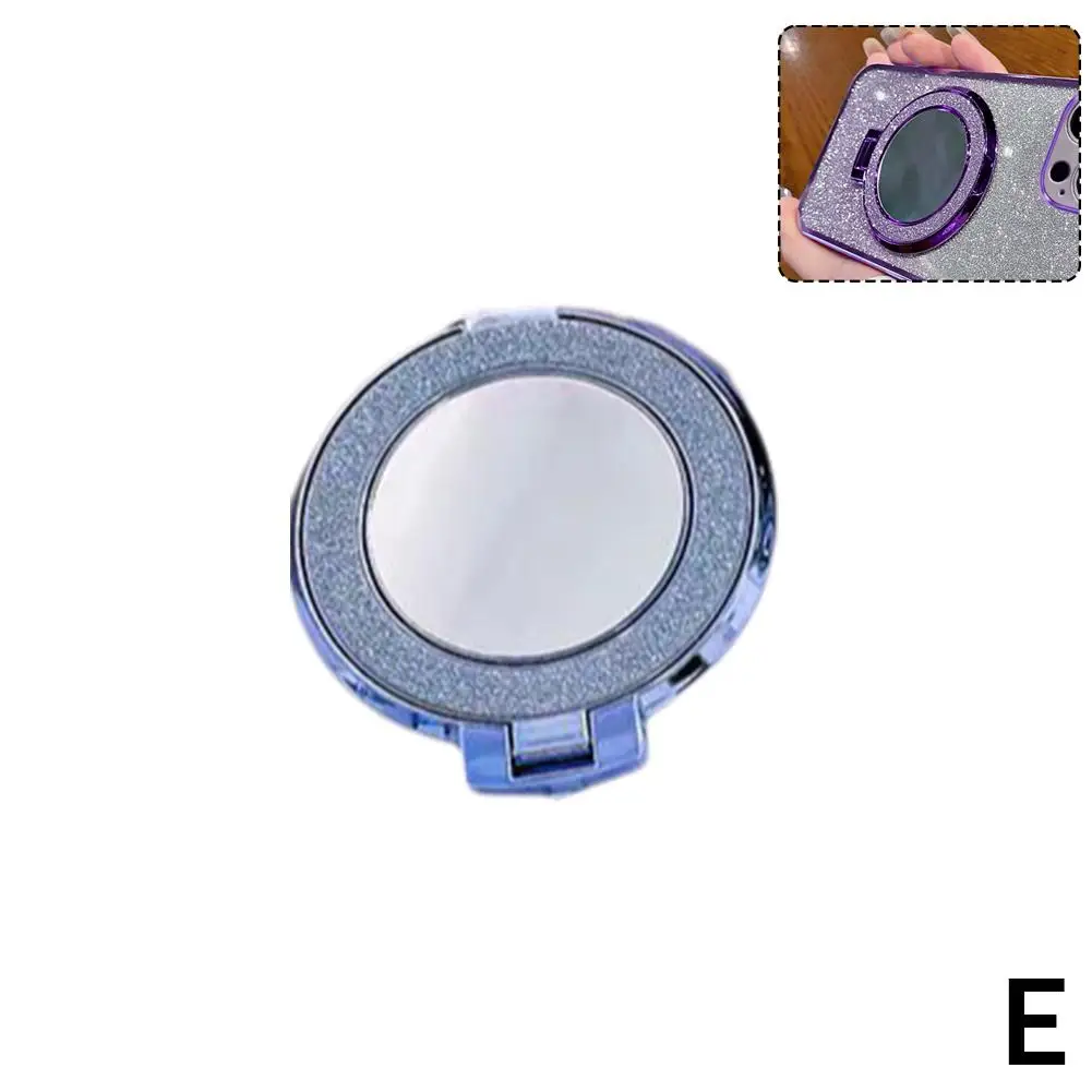 Grip Magnetische Telefon Halter Rotierenden Runde Spiegel Glitter Bling Halter Für IPhone Handy Halter R3T7