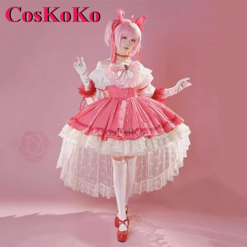 CosKoKo Kaname Madoka Cosplay Anime Puella Magi Madoka Magica Costume Sweet Gorgrous Pink Formal Dress Party Role Play Clothing