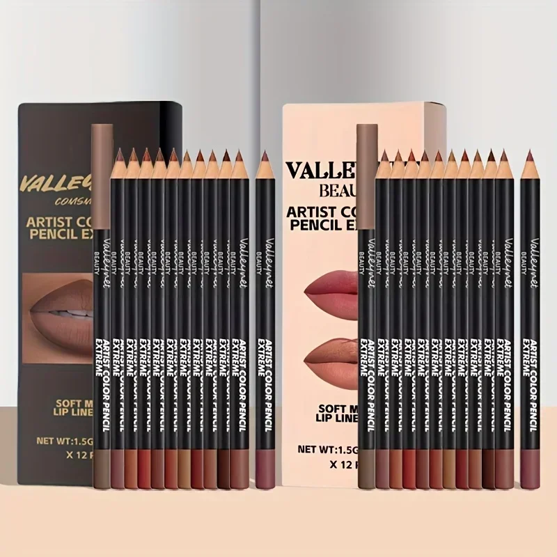 12 色マット防水長期的なベルベットリップライナーセット防水高着色女の子のための毎日のアプリケーションリップメイク