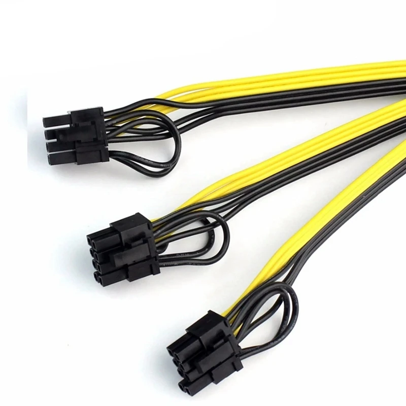 Power Supply Cable 6+2 Pin Card Line 1 To 3 6Pin+ 2Pin Adapter Cable 12AWG+18AWG Splitter Wire For Miner Mining BTC