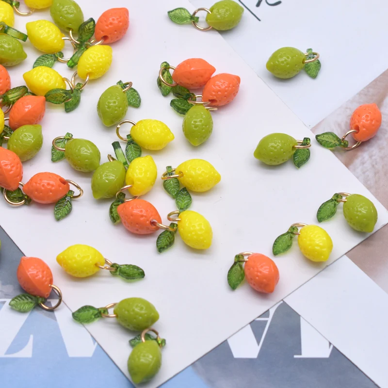 10pcs Mix Color Acrylic Fruit Lemon Pendants for DIY Jewelry product photo