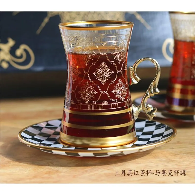 Black Tea Cup Tea Set Handmade Mosaic Cup and Saucer Glass Cup High Temperature Resistant 160ml