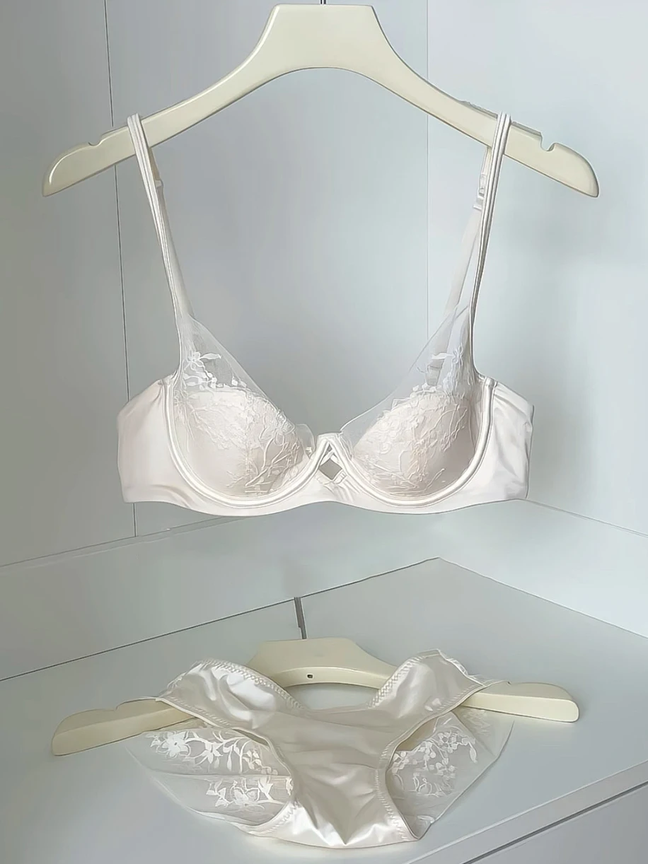 Early Spring Atmosphere Fairy Lace Embroidery Underwear Set Pure Desire Sexy Bottoming Inner Wear V-Neck Polyester Fiber