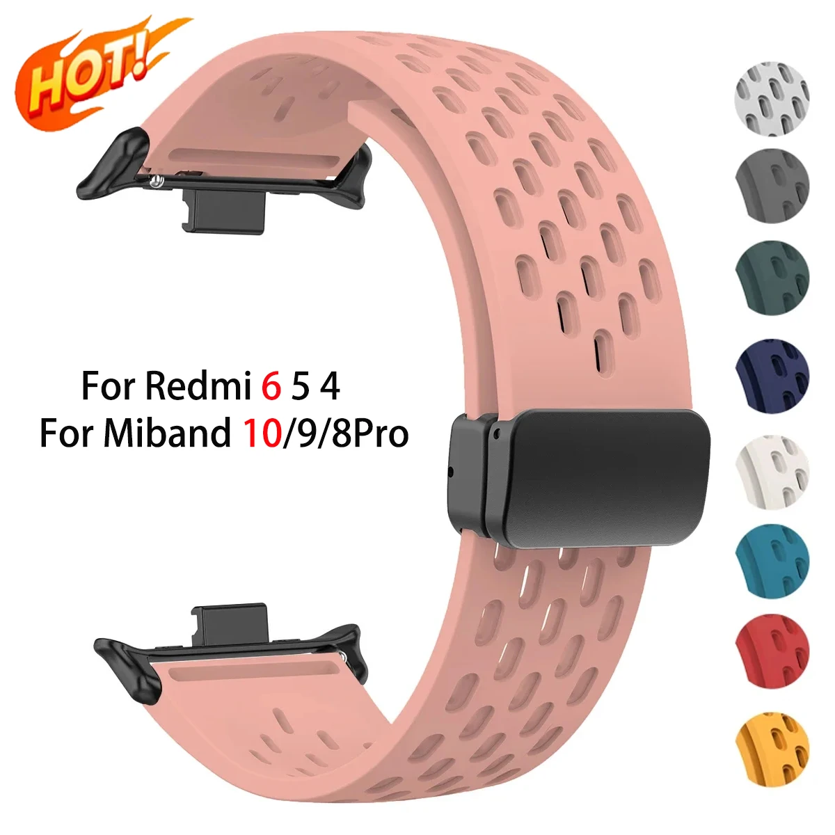 HOT 20/22mm Magnetisches Silikonarmband für Redmi Watch 6/5/4 Sportarmband für Mi Band 8/9 Pro/10 Pro Correa Atmungsaktive Armbänder
