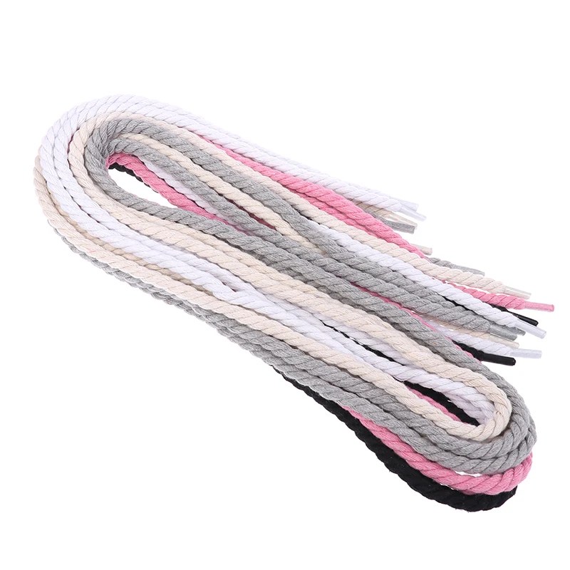 2Pcs Round Rope Shoelaces Polyester Cotton 0.8cm x 120cm Thick Solid Color Replacement Shoe Lace Accessories