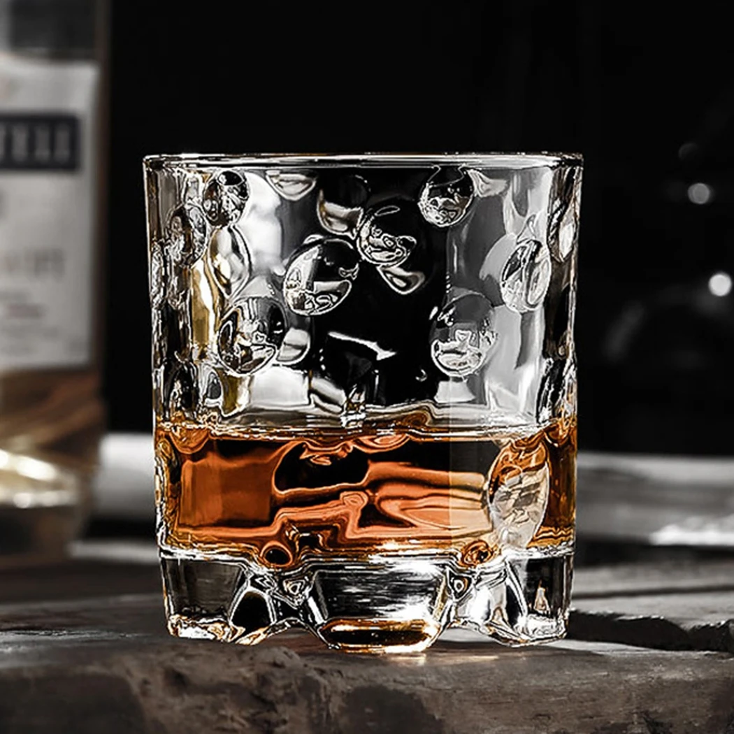 8.45oz European Style Aurora Bright Old Fashion Whisky Glass 3D Relief Whiskey Tumbler Vodka Wine Cup Cocktail Mug Beer-Glass