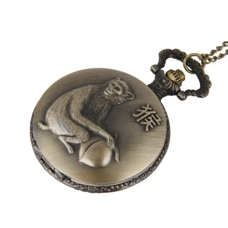 

Clamshell vintage queen monkey zodiac pocket watch 12 zodiac pocket watch