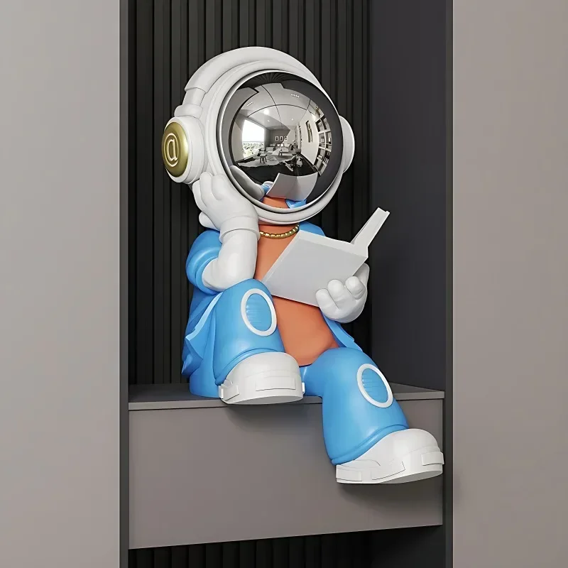 Creative Reading Astronaut Activity Figure Resin Sculpture Desktop Decoration Accessories,sound System,home Decorationpiggy Bank