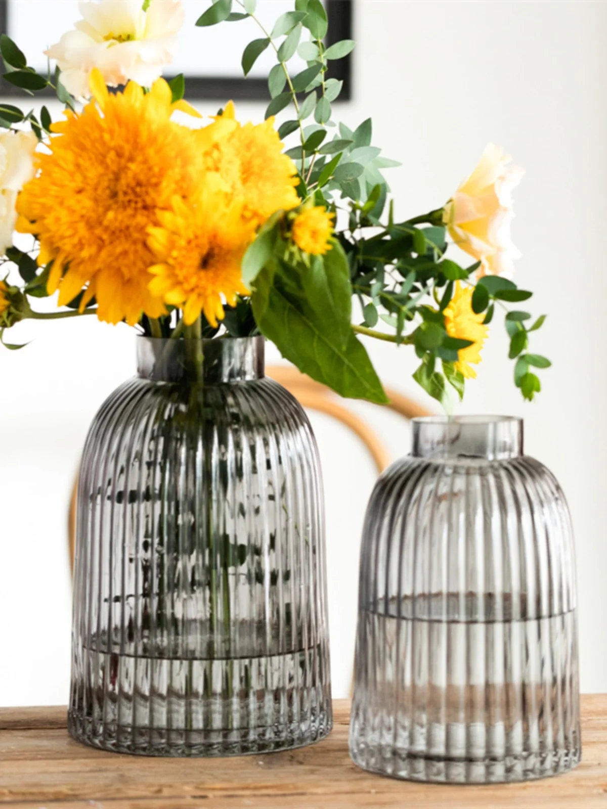 

American Country Sle Luxury Glass Flower Vase Home Decoration Ornaments Dining Table Dried Flowers Fre Flowers