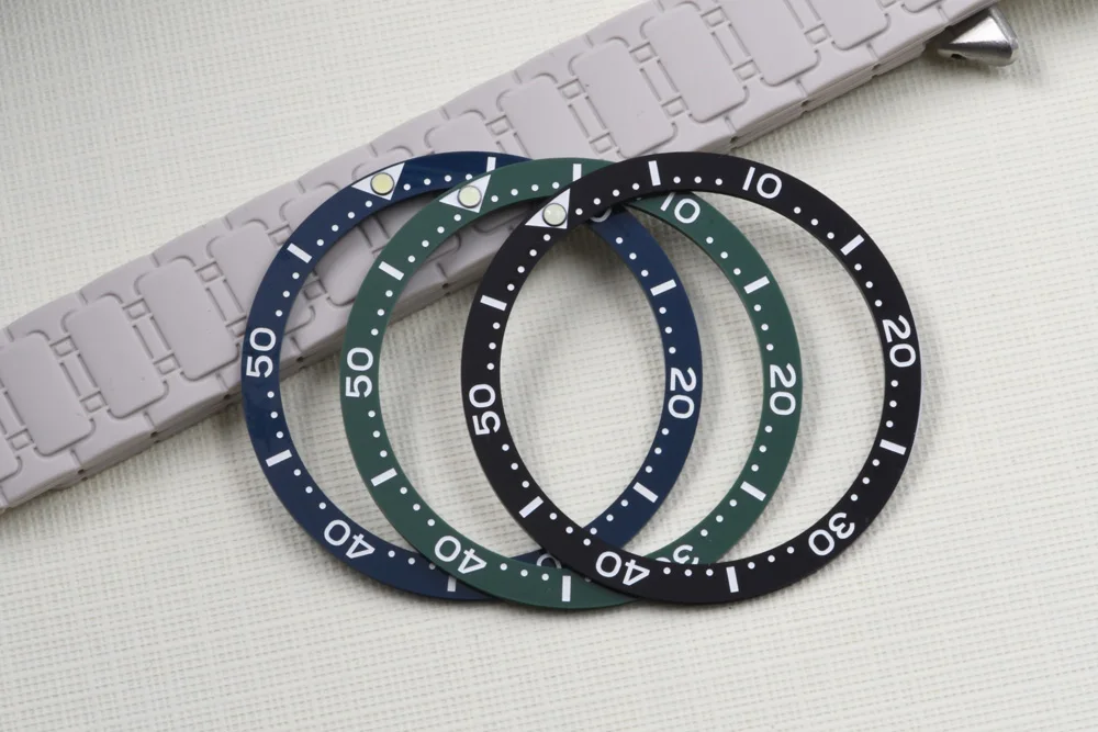 Schwarz/Grün/Blau Lünetteneinsatz 31,5-38mm für NH35A/36A Uhrwerk Uhrenteile passend für SKX007 009 Turtle 6105-8110 Taucheruhrteile – Detail 4