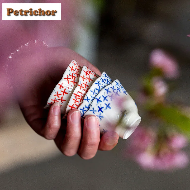 2 قطعة/الوحدة مرسومة باليد أربع أوراق البرسيم فنجان الشاي وعاء إبريق الماء الشاي تذوق كوب شخصي Jianzhan ماستر أكواب خدمات الشاي 40 مللي #6