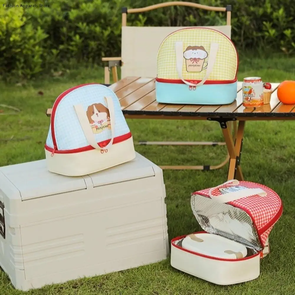 

Double-layer Cartoon Lunch Bag Insulated Thermal Fresh-Keepin Picnic Bag Leakproof Lightweight Insulated Tote Bag Girls