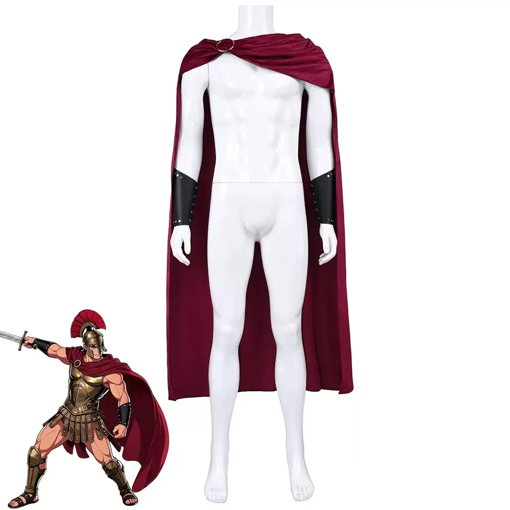 Capa de Guerrero Romano Espartano para Hombre, Disfraz de Cosplay, Capa Roja Marrón, Protector de Muñeca, Traje Histórico de Guerrero para Halloween, Carnaval y Fiestas