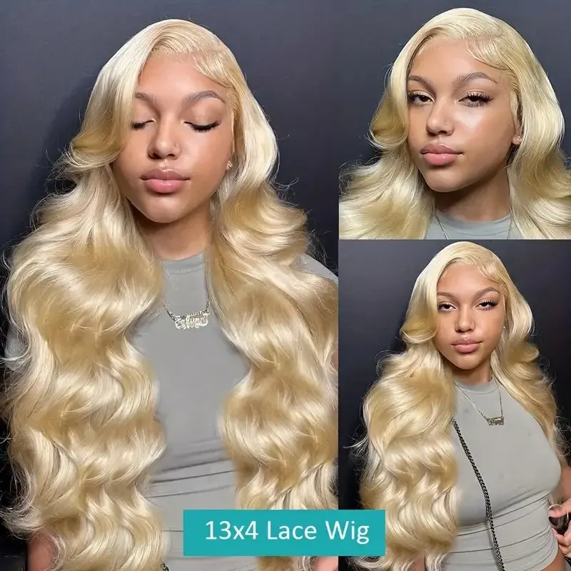 40 Inch 613 Blonde 150 Density Body Wave 13x6 HD Lace Wig Human Hair Blonde Color 13x4  Frontal Water Wave Preplucked For Women