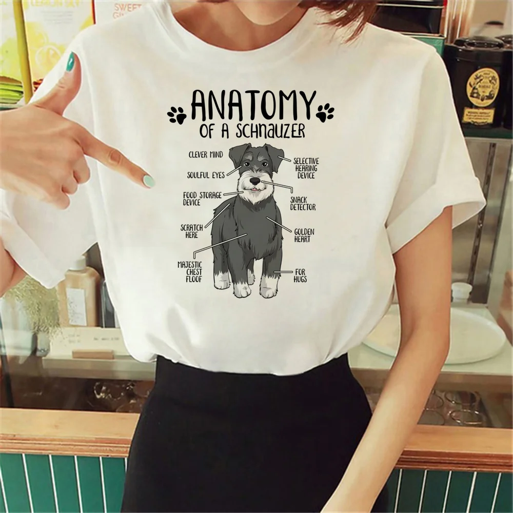 Schnauzer t shirt women funny designer summer t-shirts female manga harajuku clothing