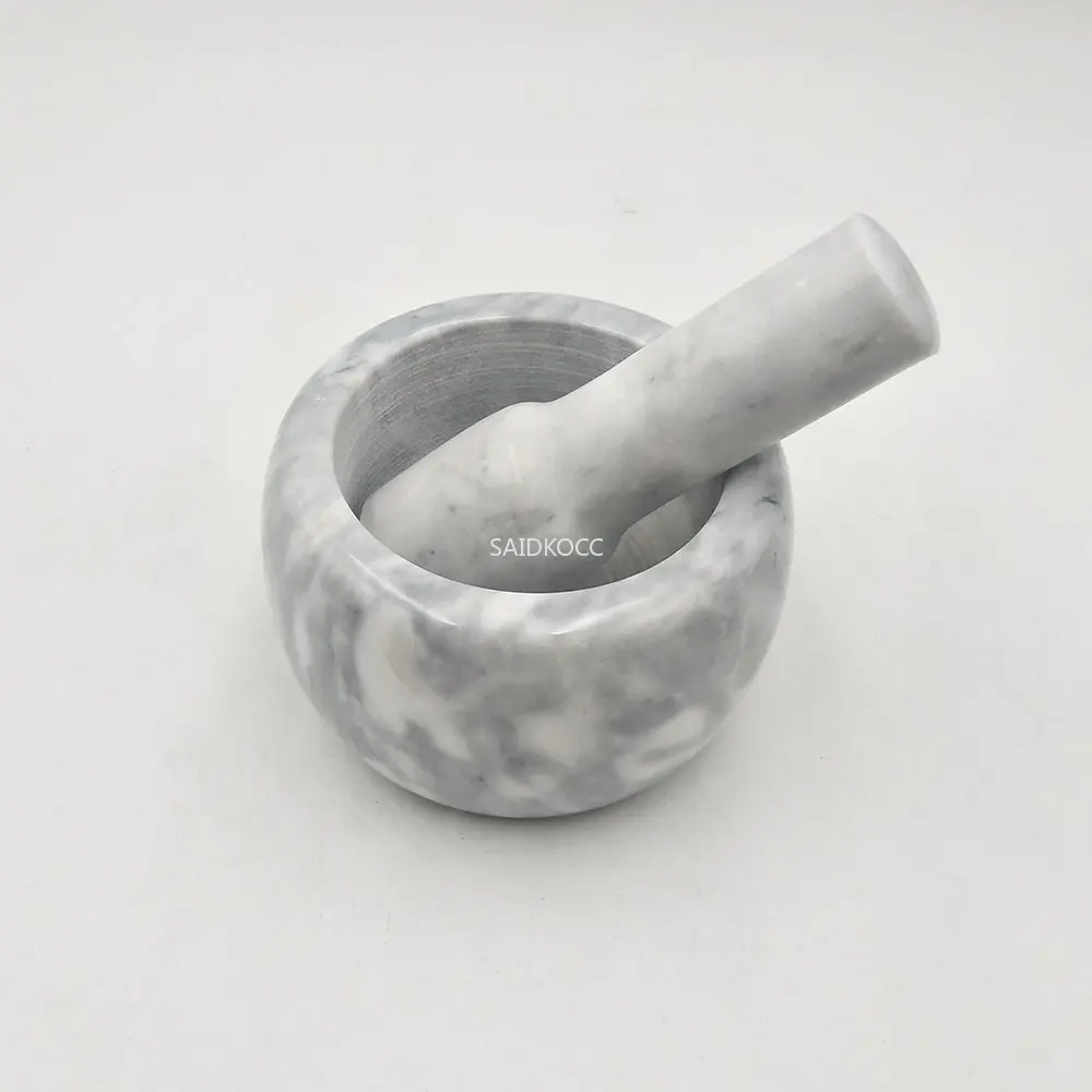 Wholesale 50pcs Luxury White Marble Mortar Pestle Set Garlic Herb Spice Mixing Grinding Crusher Bowl Restaurant Kitchen Tools