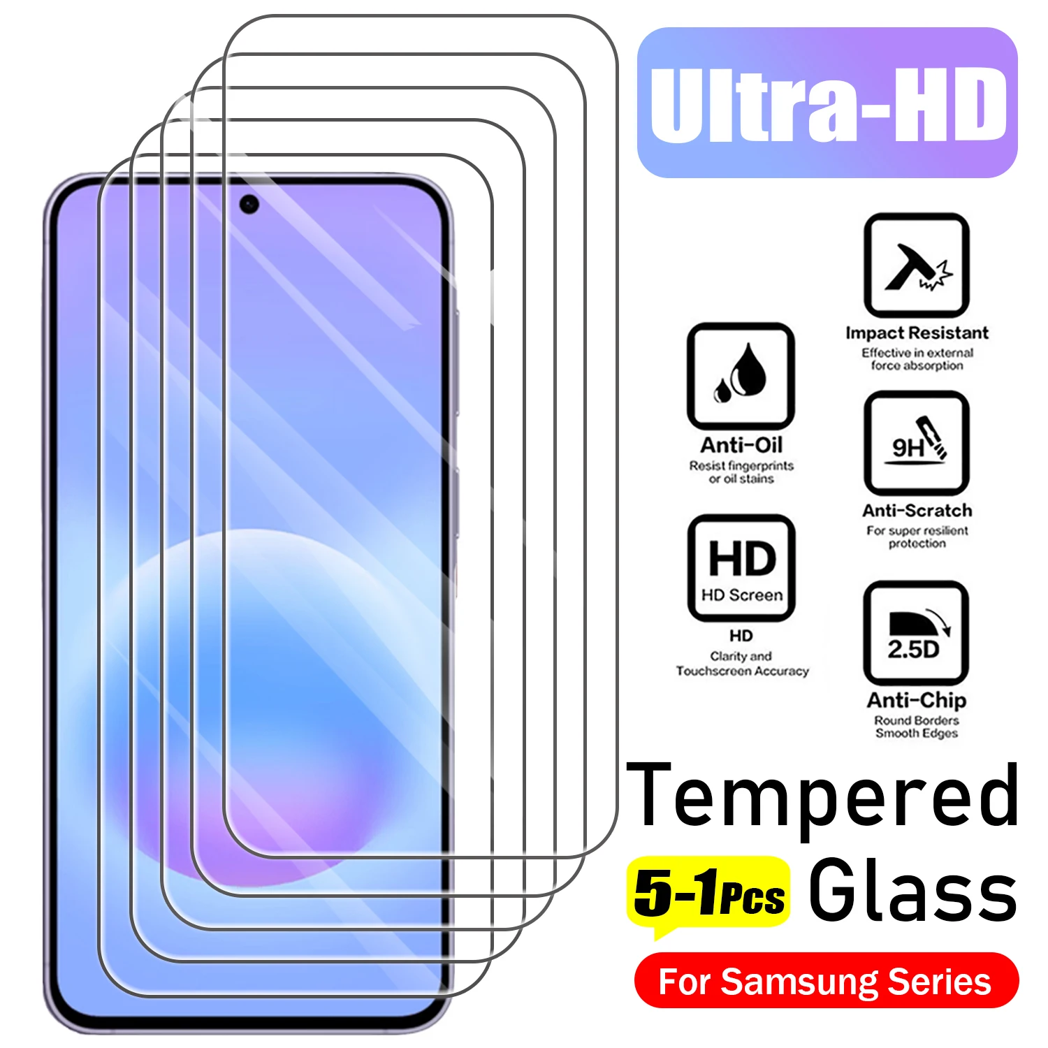 

5-1 шт. Защитная пленка из закаленного стекла для Samsung Galaxy A07 A17 A37 A57