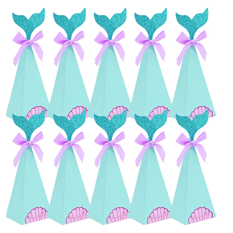 10Pcs Mermaid Tail Popcorn Boxes for Birthday Parties