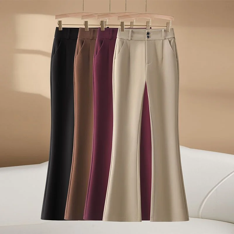 عالية الخصر متوهج السراويل السراويل في الربيع والخريف جديد عادية تنوعا سليم البدلة السراويل متوهج بناطيل كاجوال للنساء