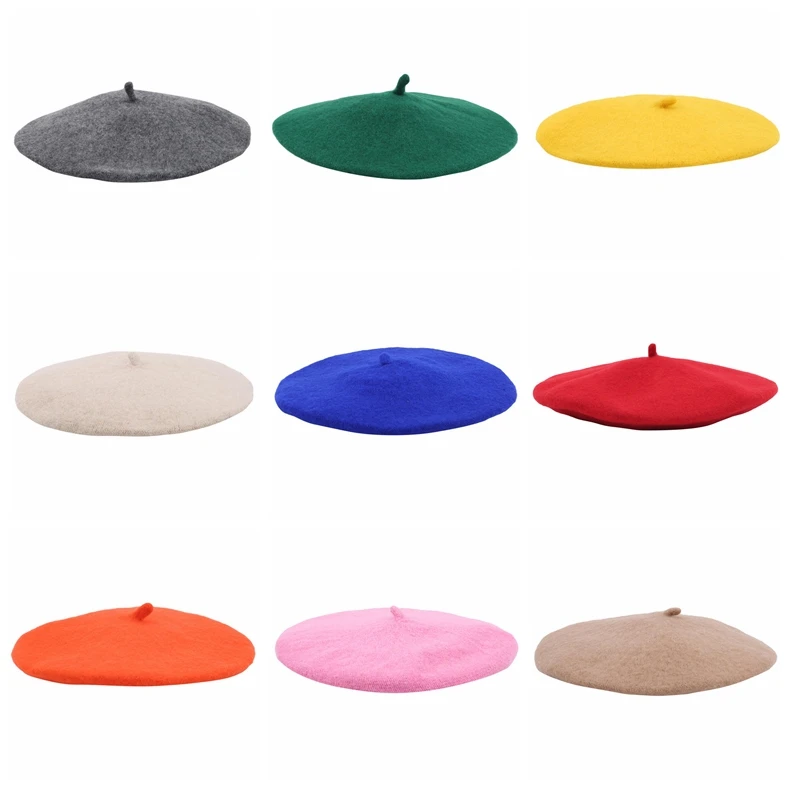 

Детская шерстяная зимняя шапка-берет для девочек, французский ретро-стиль, однотонная, элегантная, для малышей