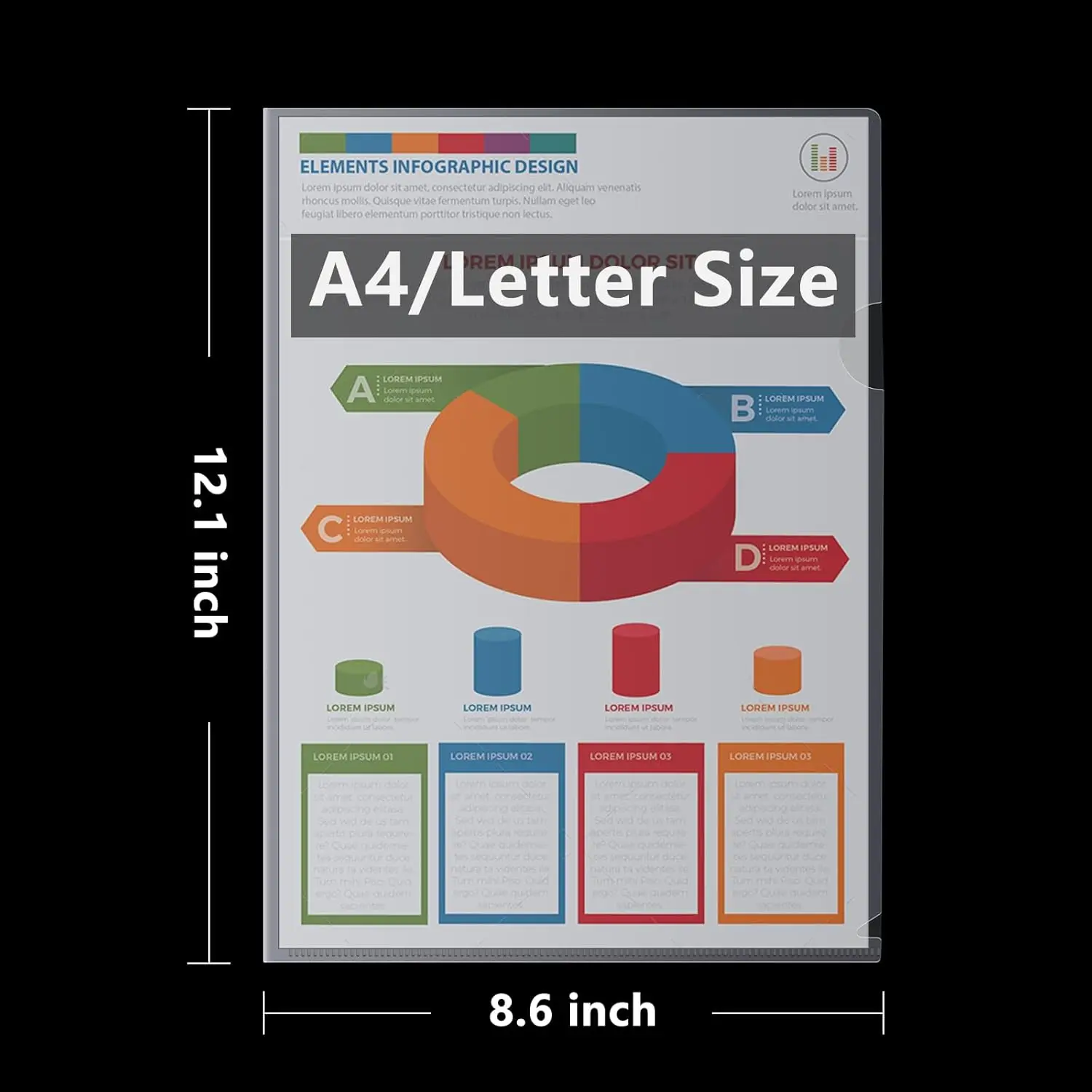 30 Pcs L-Type Clear Plastic File Folders - A4/Letter Size Transparent Plastic Sleeves Ideal for School and Office Supplies