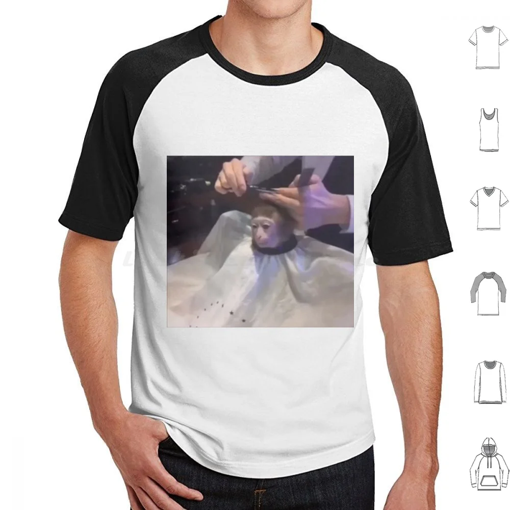 Monkey Haircut T Shirt Cotton Men Women Diy Print Monkey Meme Getting Haircut Me Irl Reddit Funny Animal Hair Cut Video Edit