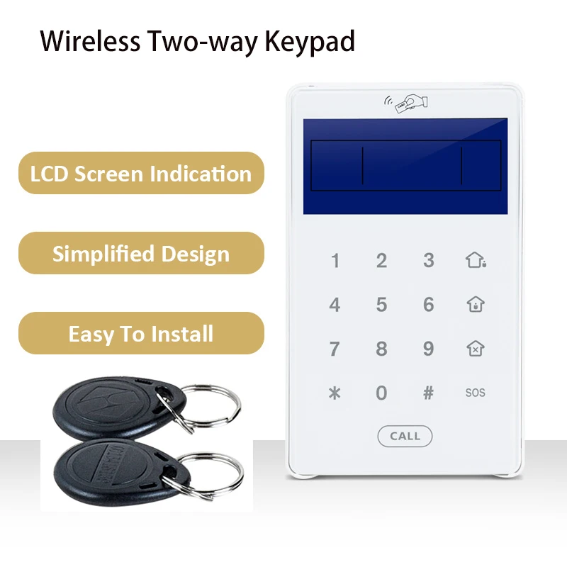 868Mhz Teclado Sem Fio Draadloos Toetsenbord Tweeweg Touch Toetsenbord Met 2 Stuks Rfid Lezing Tag Arm/Ontwapenen Voor Focus ST-IIIB ST-VGT