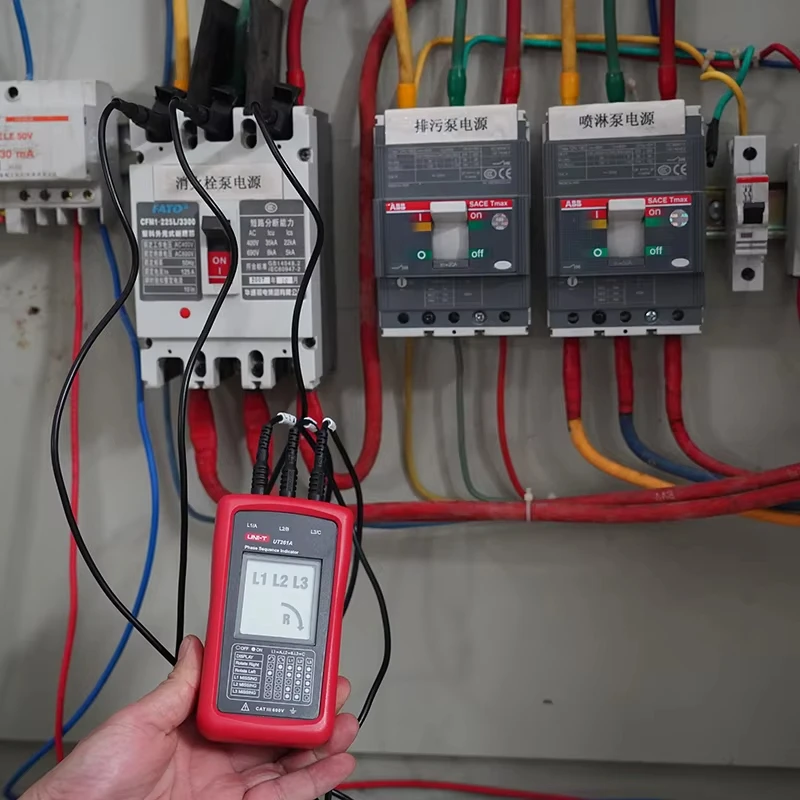UNI-T UT261A UT261B 3 Phase Sequence Meter Phase Missing Motor Rotation Indicator AC Voltage Frequency Phase Sequence Detector