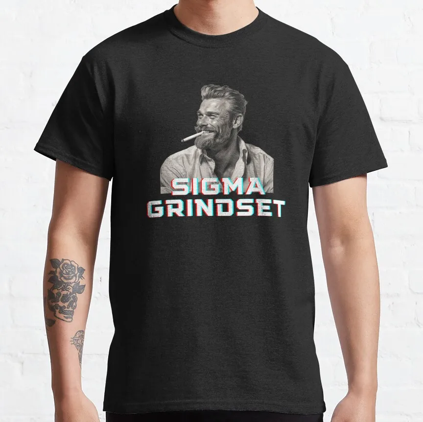 

Sigma Grindset Gigachad GYM meme graphic t shirts for men workout bodybuilding fitness 100% cotton print tee large size tops