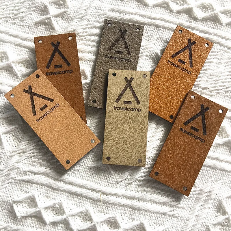 60pcs Custom Handmade folding labels with logo text Leather Tags for knitting clothes Sewing Garment crafts label  Accessories