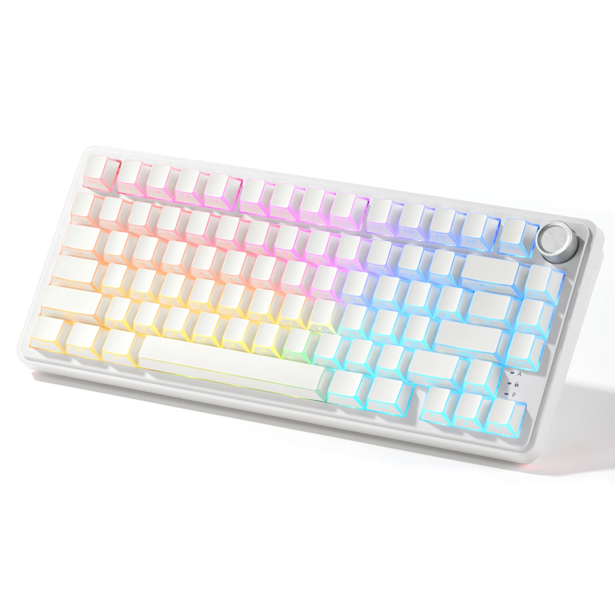 XVX M75 Shadow 75% Tri-Mode RGB Mechanical Keyboard with Knob Hot Swappable Backlit White Keyboard