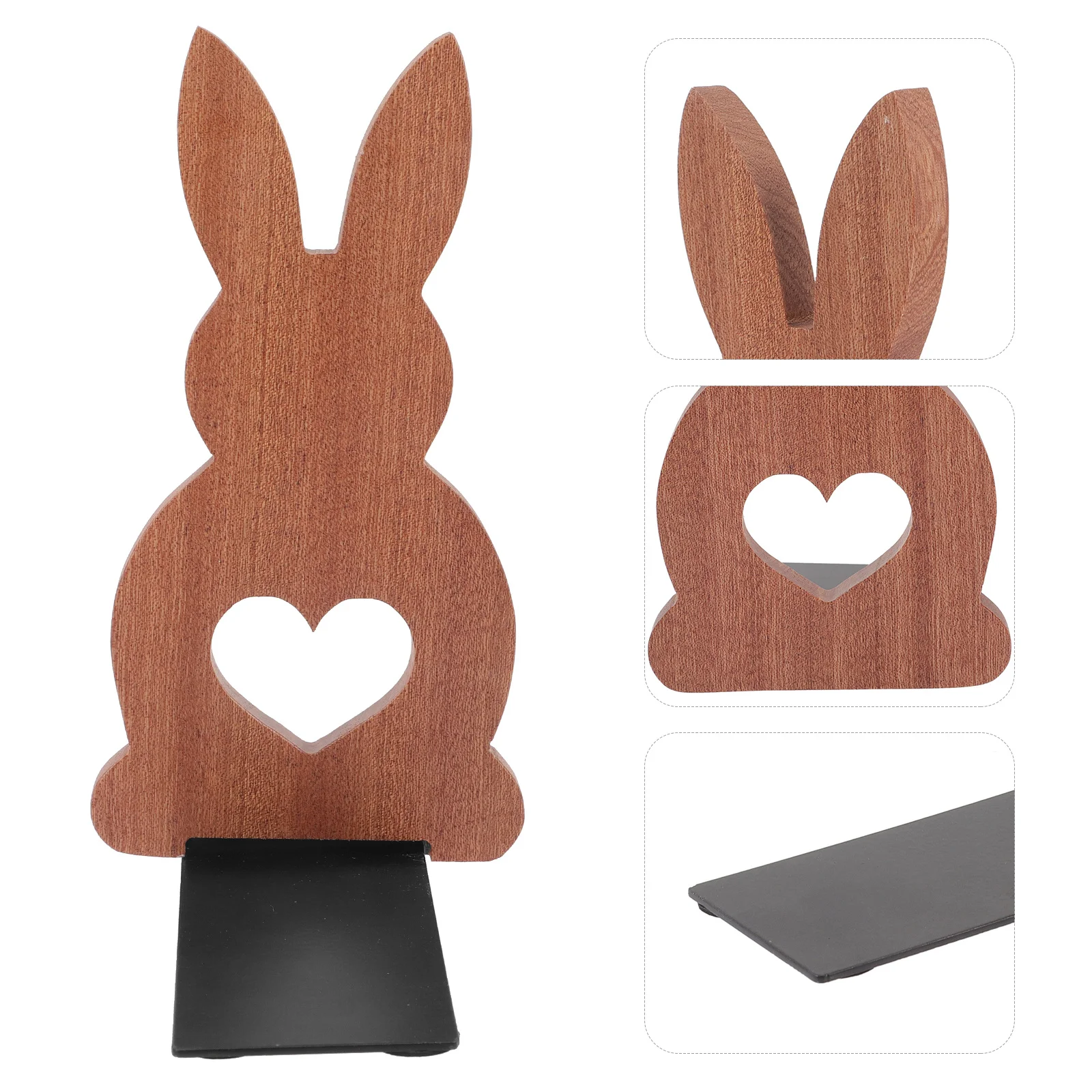 

Rabbit Shaped Wooden Bookend Cartoon Design Desktop Shelf Book Stopper for Books File Magazine Organization Book Ends