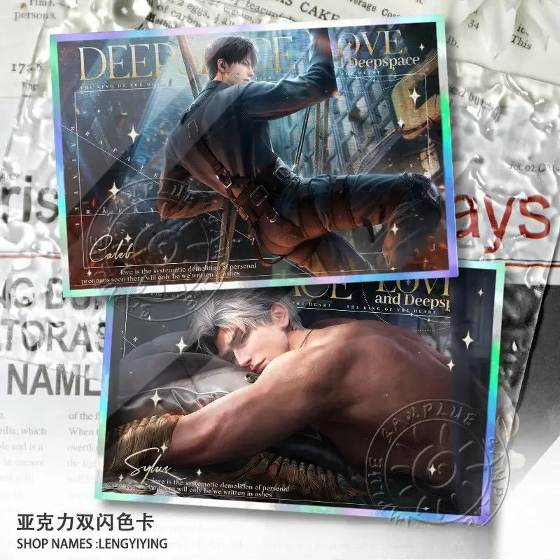 

In Stock Anime Zayne Love and Deepspace Cartoon Double Flash Color Card Colored Paper Collection Signature Card Cosplay Gift