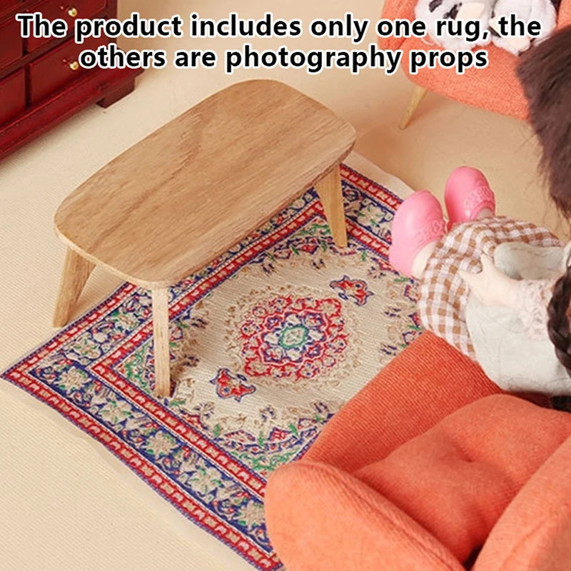 1Pc 1:12 Dollhouse Miniature Turkish Carpet Floor Mat Floor Rug Cover Model Bedroom Bathroom Living Room Decor Toy