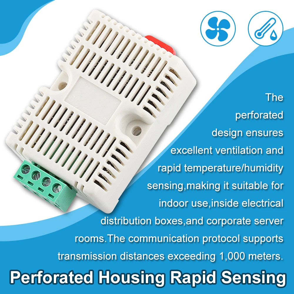 SHT30 Temperature Humidity Sensor Industrial Sensors Monitor Transmitter 5Pin 35MM DIN Tracks Output RS485 Modbus Protocol